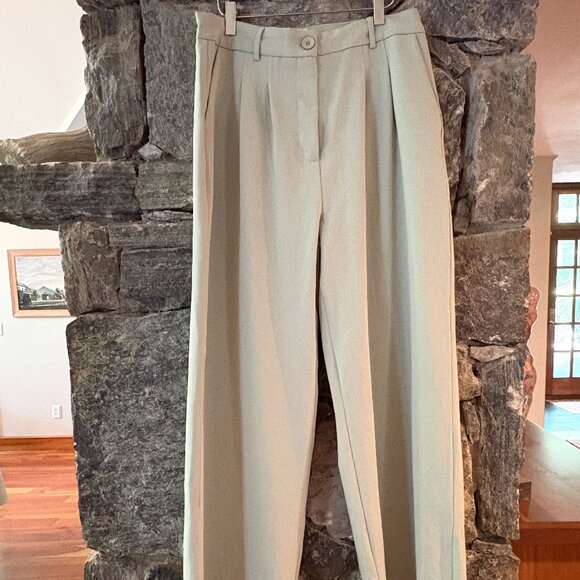 PRINCESS POLLY WIDE LEG TAYLORED PANTS TROUSERS SZ 12; PALE SAGE GREEN, LIKE NEW - Picture 1 of 4